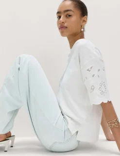 High Waisted Crease Front Barrel Jeans