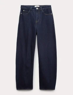 High Waisted Crease Front Barrel Jeans