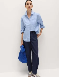High Waisted Crease Front Barrel Jeans