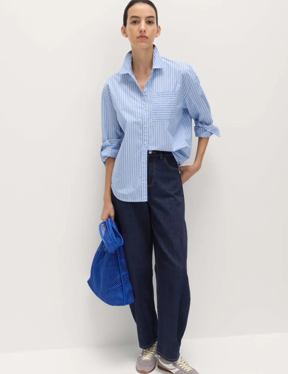 High Waisted Crease Front Barrel Jeans