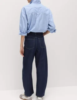 High Waisted Crease Front Barrel Jeans