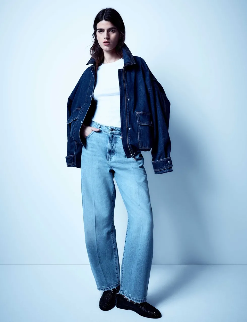 High Waisted Crease Front Barrel Jeans