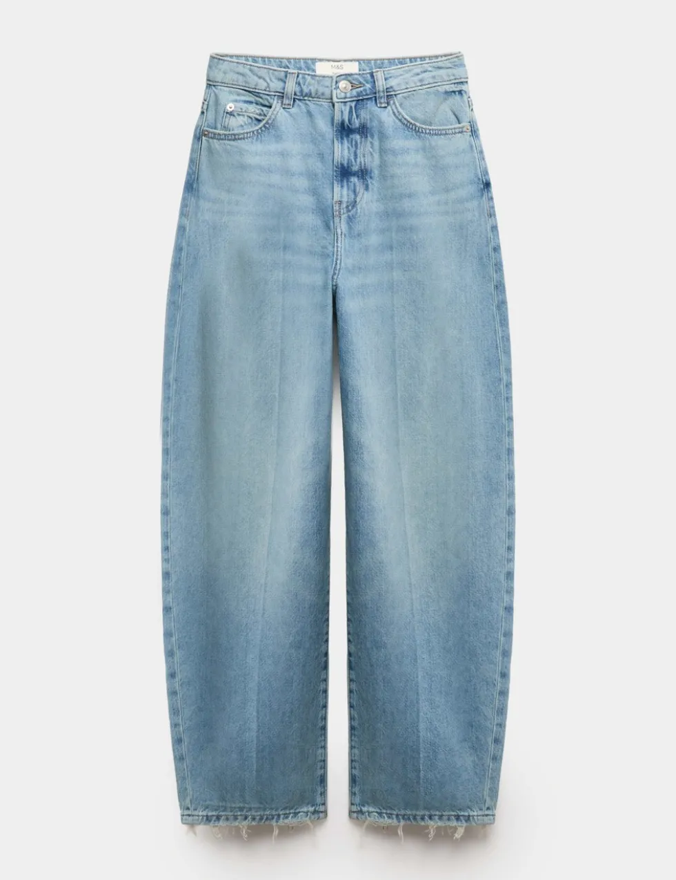 High Waisted Crease Front Barrel Jeans