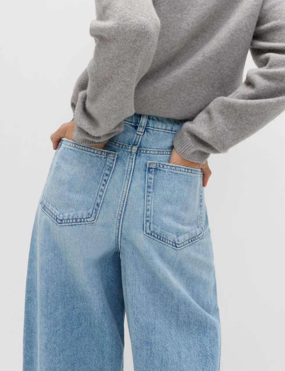 High Waisted Crease Front Barrel Jeans
