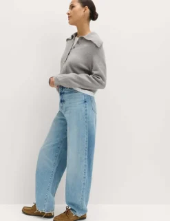 High Waisted Crease Front Barrel Jeans