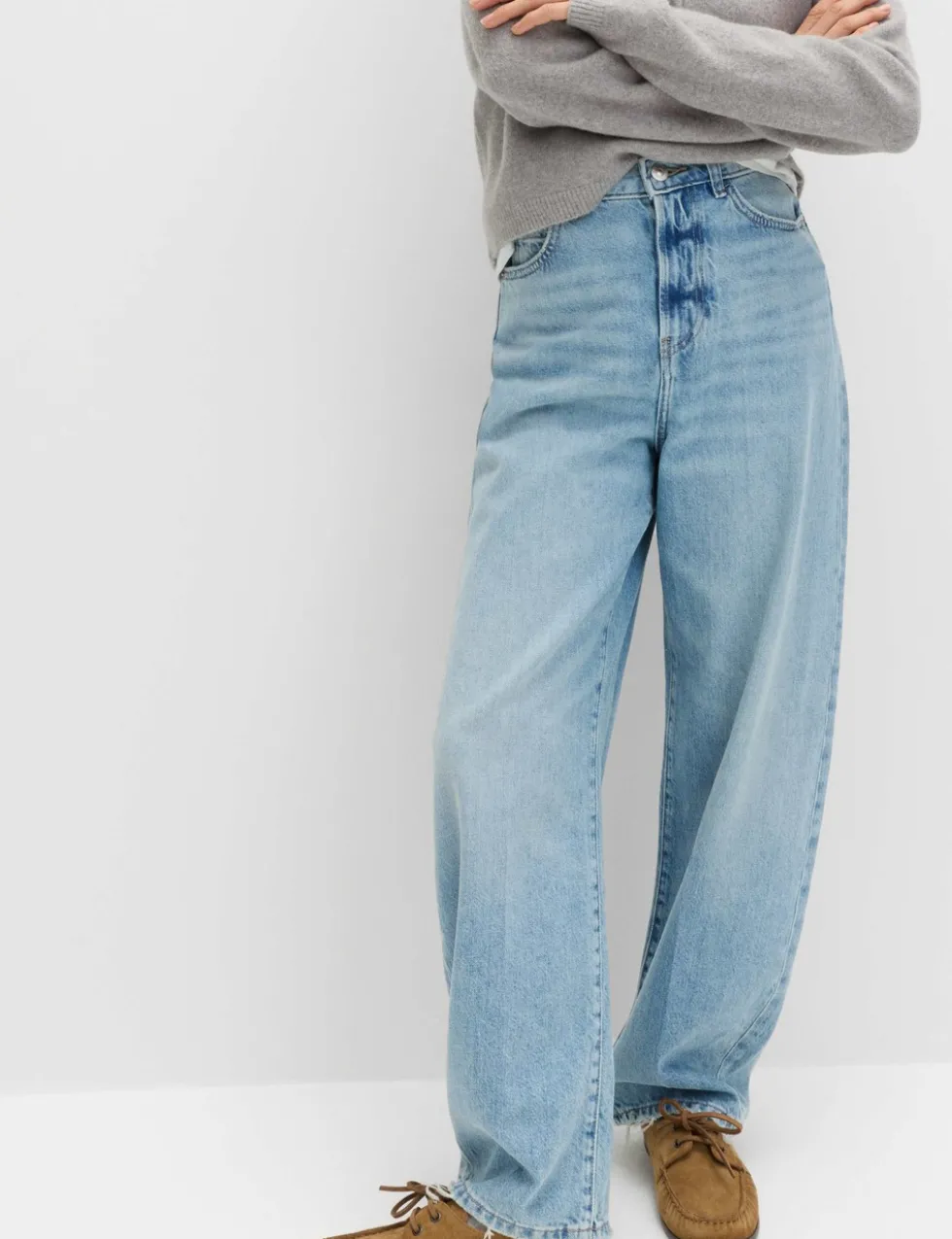 High Waisted Crease Front Barrel Jeans