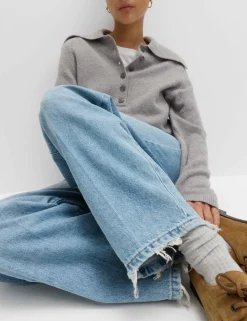 High Waisted Crease Front Barrel Jeans