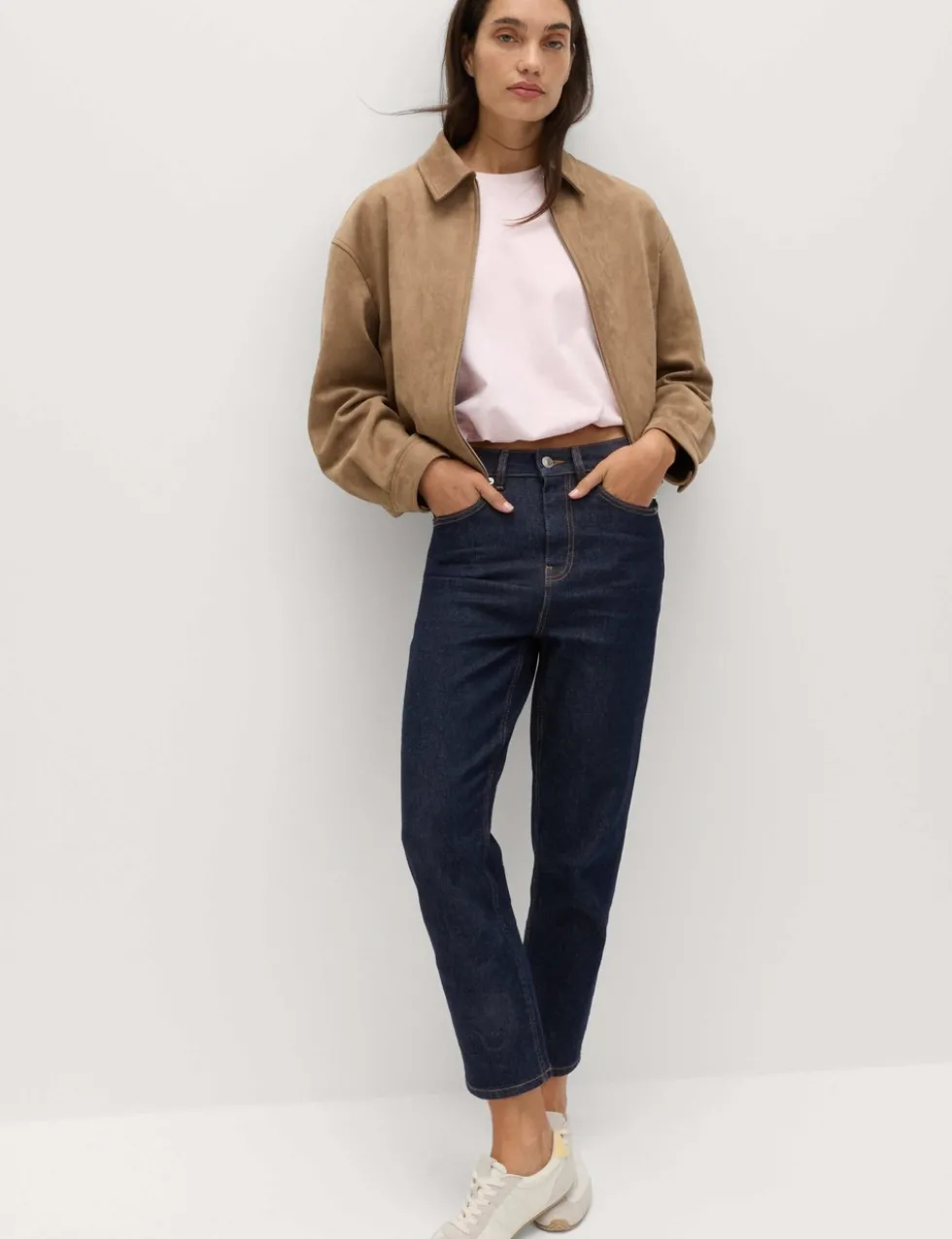 High Waisted Cropped Slim Fit Jeans