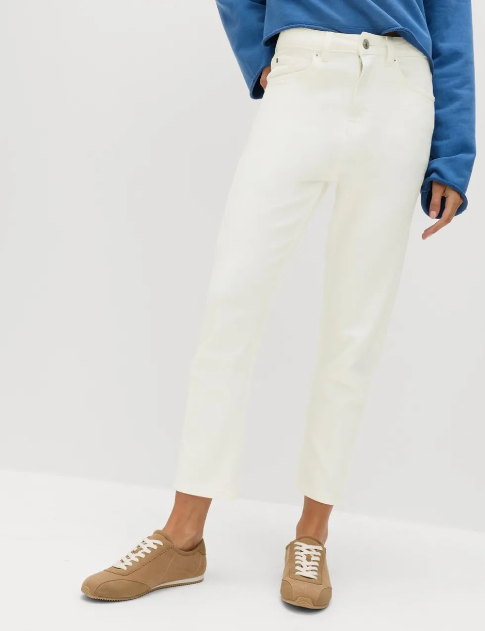 High Waisted Cropped Slim Fit Jeans