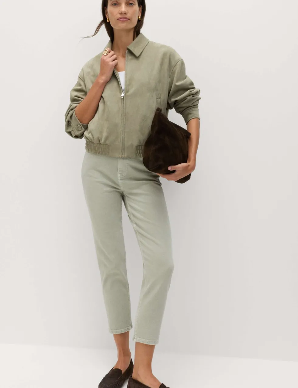 High Waisted Cropped Slim Fit Jeans
