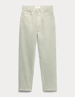 High Waisted Cropped Slim Fit Jeans