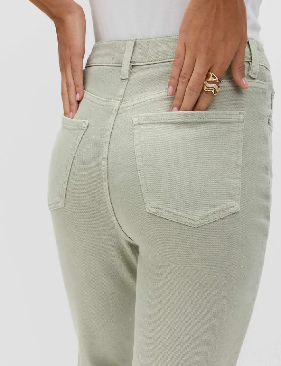 High Waisted Cropped Slim Fit Jeans