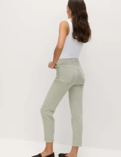 High Waisted Cropped Slim Fit Jeans