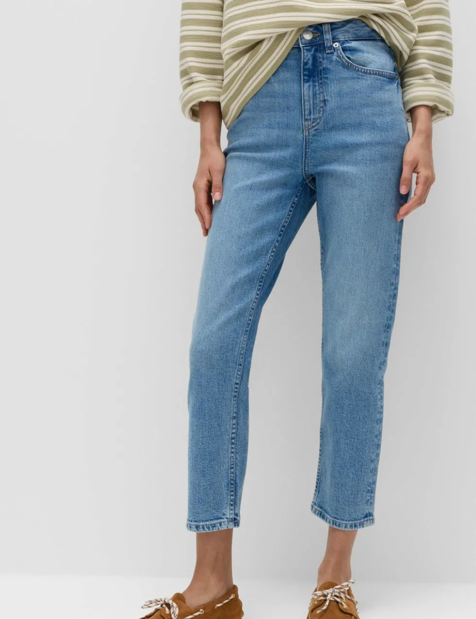High Waisted Cropped Slim Fit Jeans