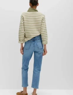High Waisted Cropped Slim Fit Jeans