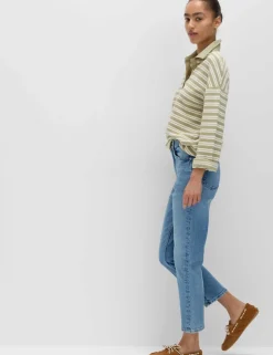 High Waisted Cropped Slim Fit Jeans