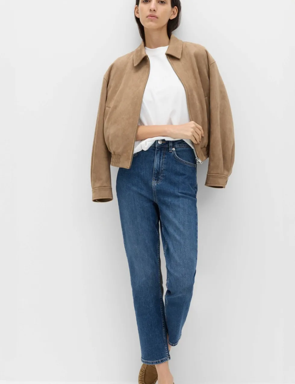 High Waisted Cropped Slim Fit Jeans