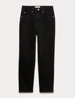 High Waisted Cropped Slim Fit Jeans
