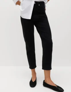 High Waisted Cropped Slim Fit Jeans