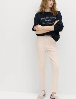 High Waisted Cropped Slim Fit Jeans