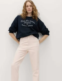 High Waisted Cropped Slim Fit Jeans
