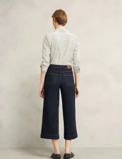 High Waisted Flared Wide Leg Cropped Jeans