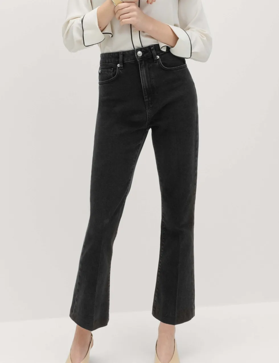High Waisted Kickflare Cropped Jeans