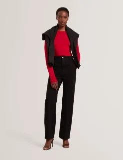 High Waisted Pintuck Flared Jeans