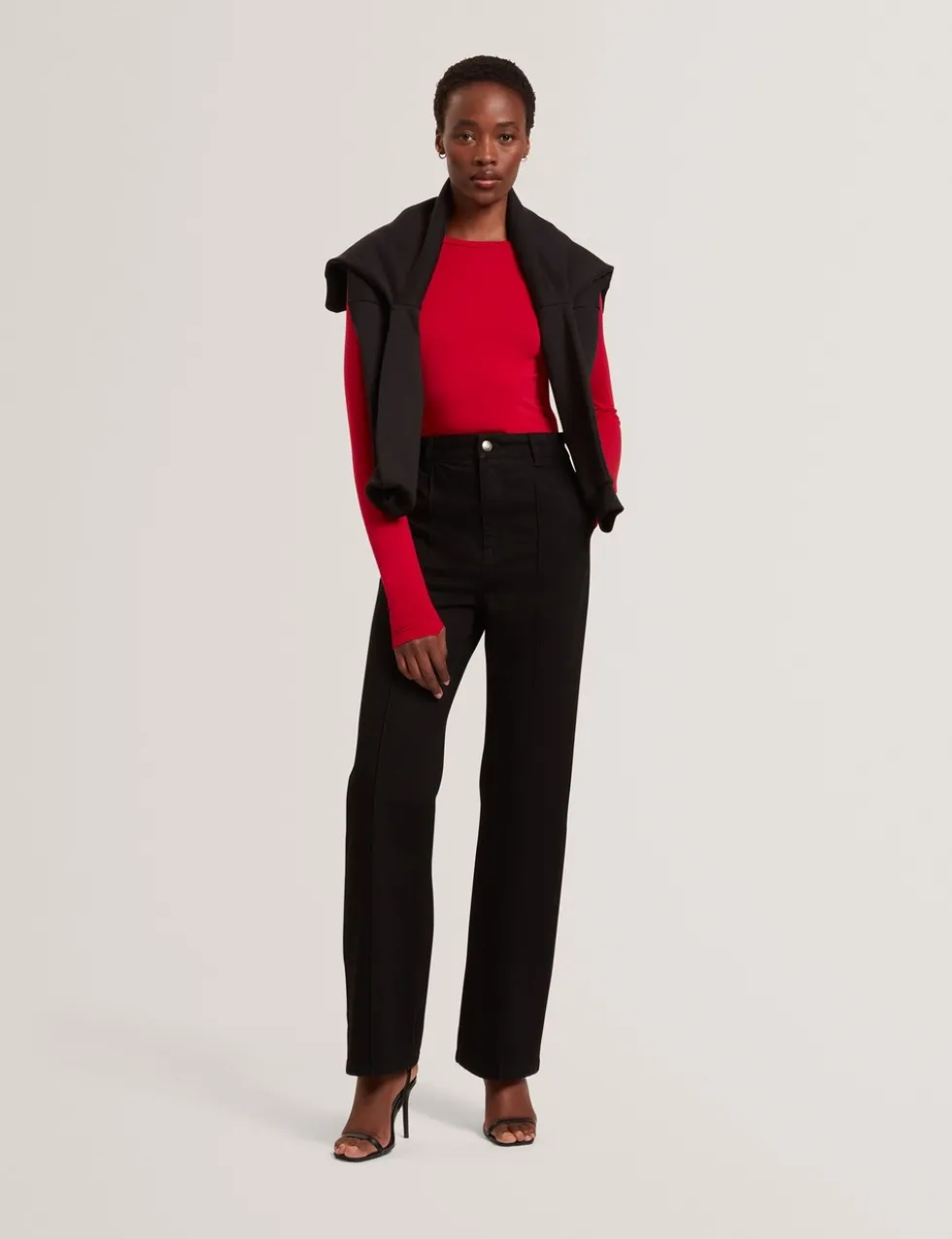 High Waisted Pintuck Flared Jeans
