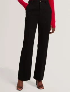 High Waisted Pintuck Flared Jeans