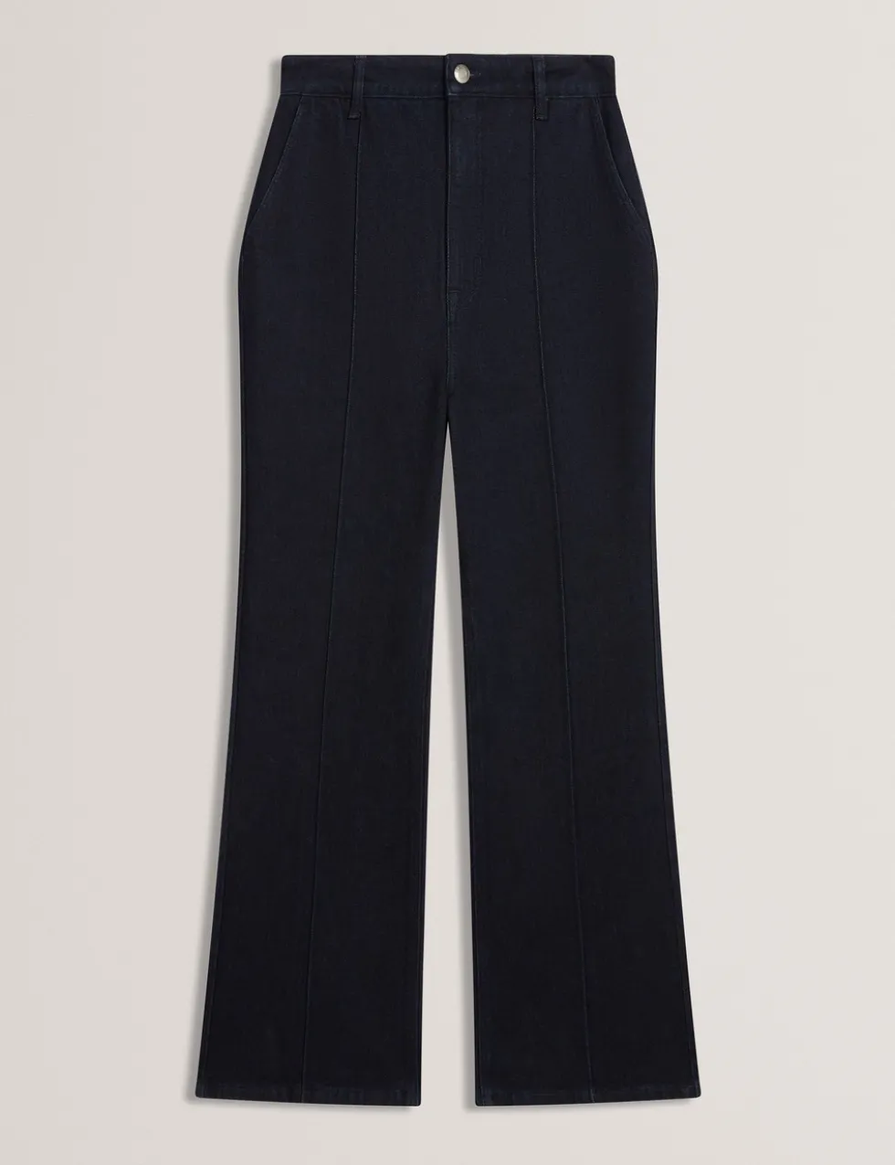 High Waisted Pintuck Flared Jeans