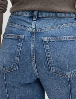 High Waisted Pintuck Wide Leg Jeans