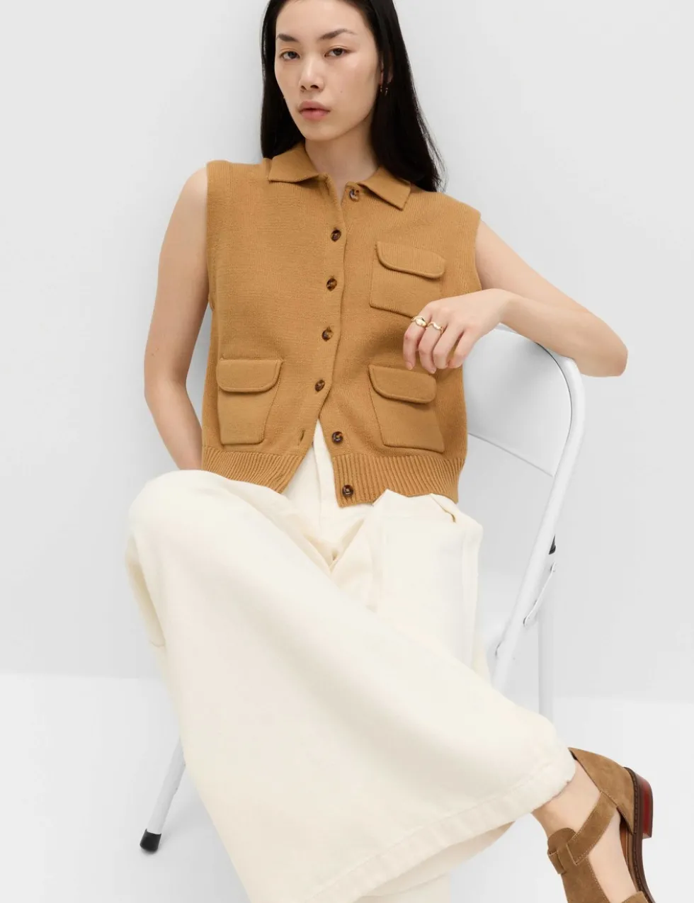 High Waisted Pleated Palazzo Jeans