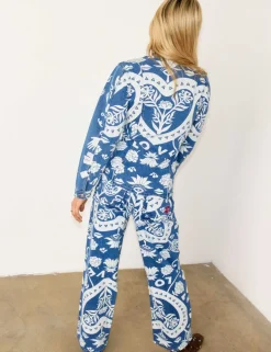 High Waisted Printed Cigarette Jeans