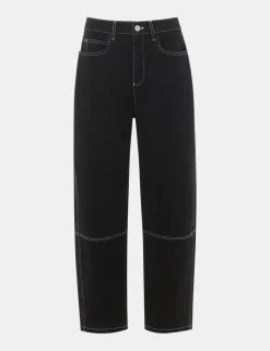 High Waisted Slim Barrel Ankle Grazer Jeans