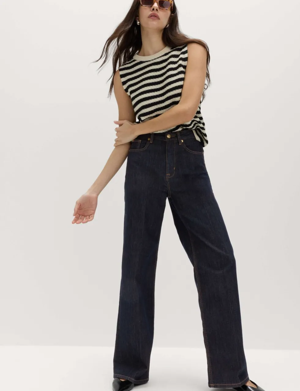 High Waisted Smart Wide Leg Jeans