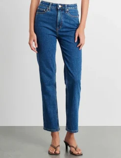 High Waisted Straight Leg Cropped Jeans