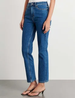 High Waisted Straight Leg Cropped Jeans