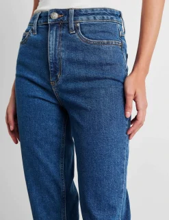 High Waisted Straight Leg Cropped Jeans