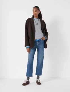 High Waisted Straight Leg Cropped Jeans