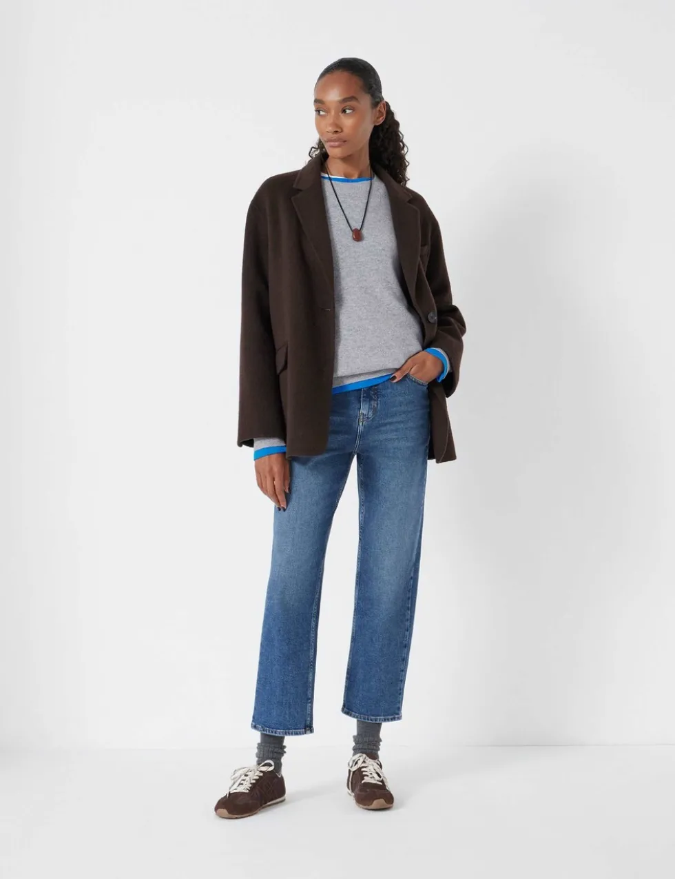 High Waisted Straight Leg Cropped Jeans