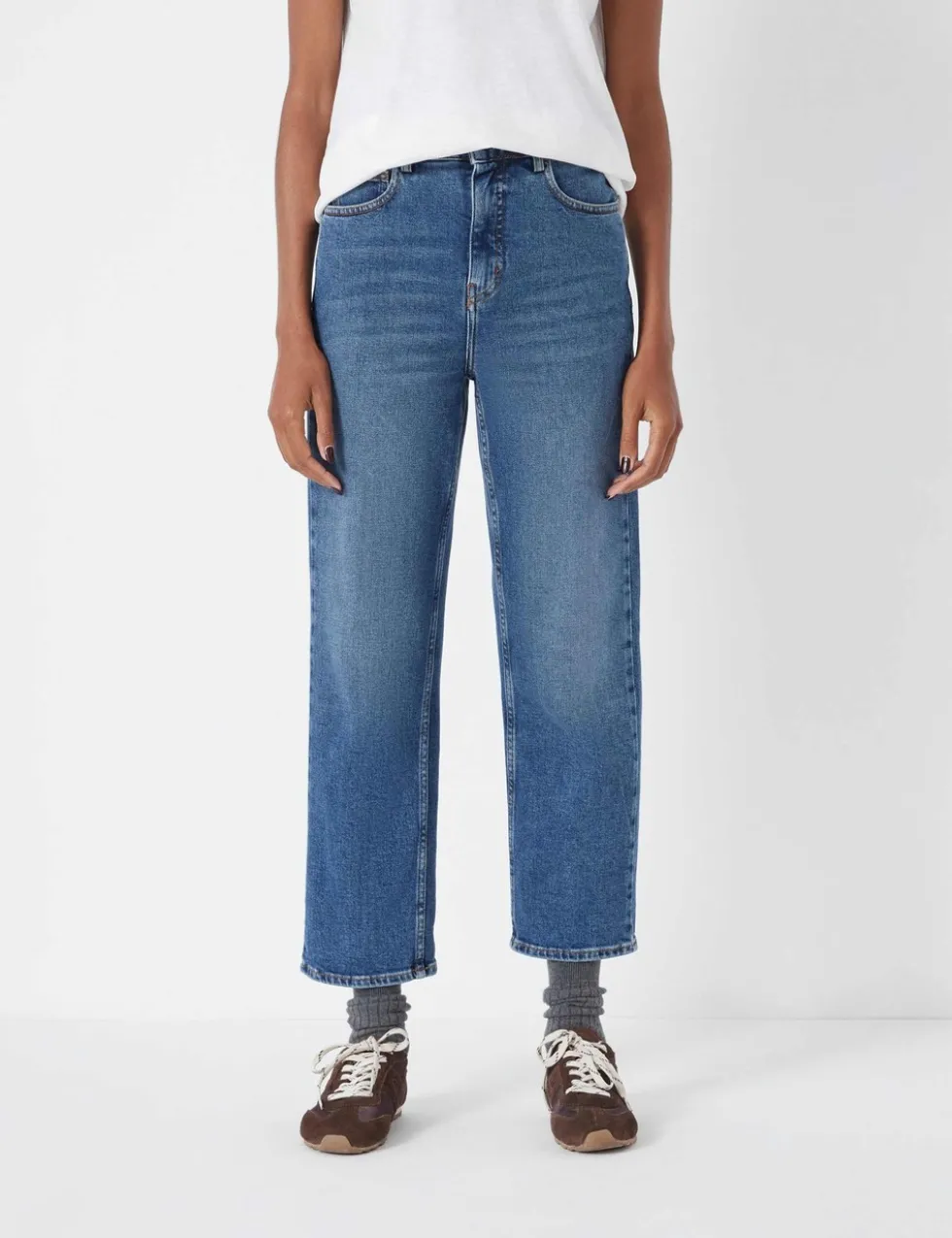 High Waisted Straight Leg Cropped Jeans