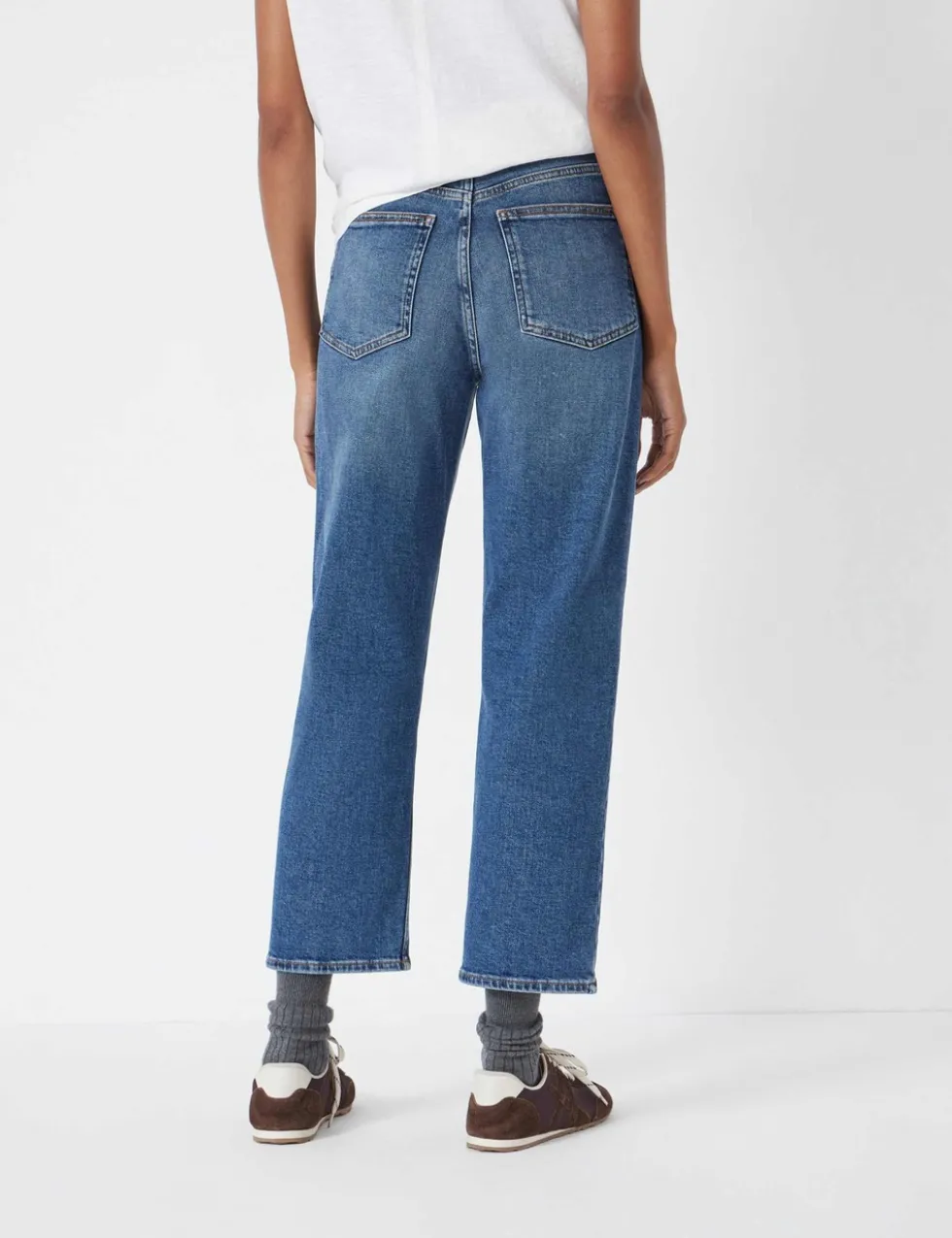 High Waisted Straight Leg Cropped Jeans