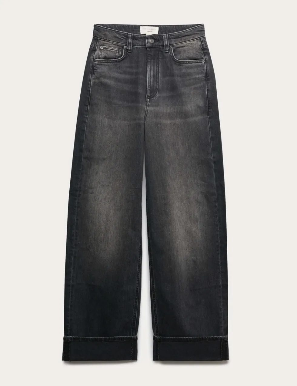 High Waisted Straight Leg Turn Up Jeans