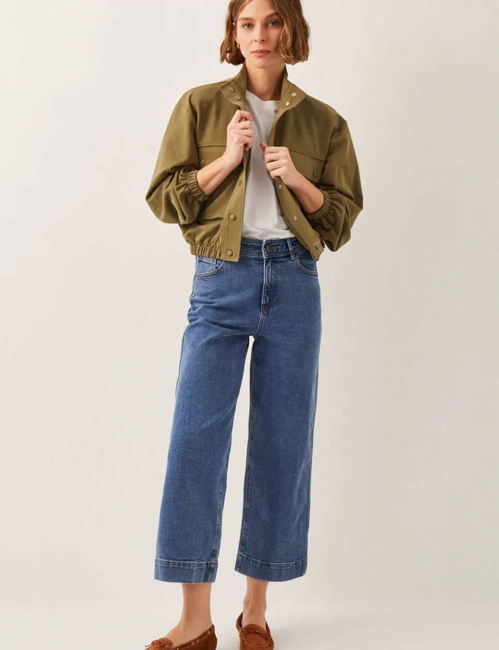 High Waisted Straight Leg Cropped Jeans