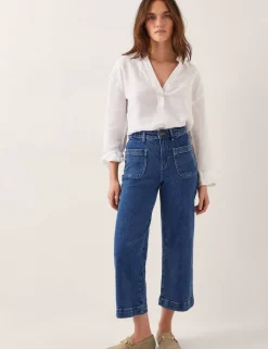High Waisted Straight Leg Cropped Jeans