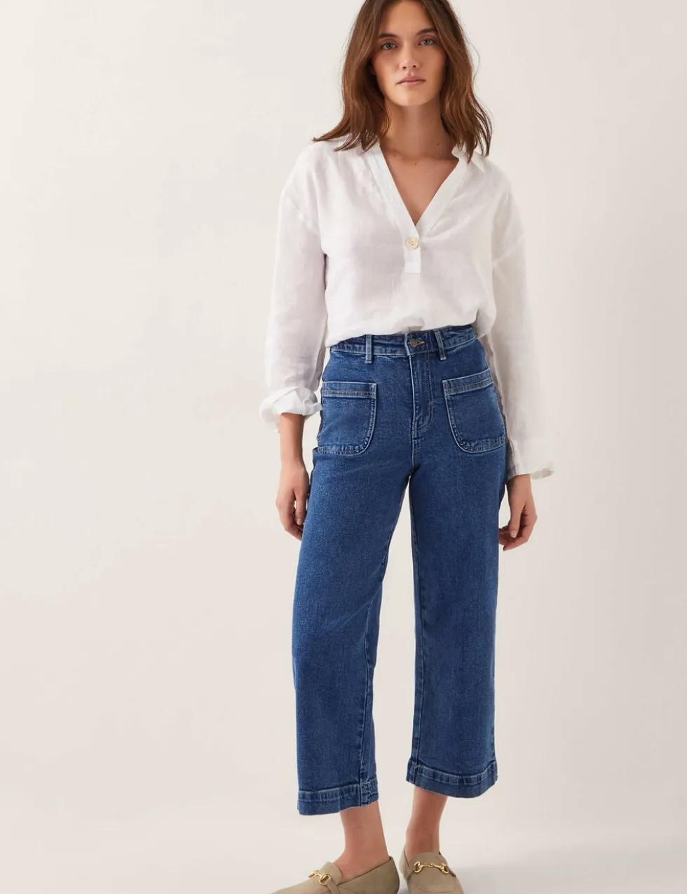 High Waisted Straight Leg Cropped Jeans