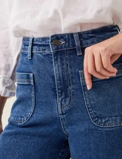 High Waisted Straight Leg Cropped Jeans