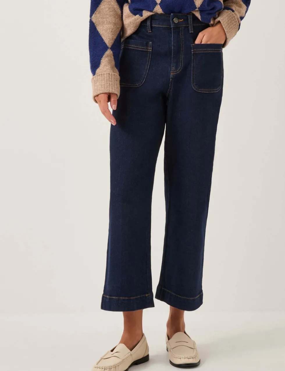 High Waisted Straight Leg Cropped Jeans