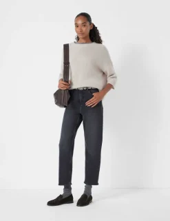 High Waisted Straight Leg Cropped Jeans